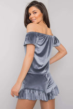 Rue Paris Velour Two-Piece Shorts Pyjama Set