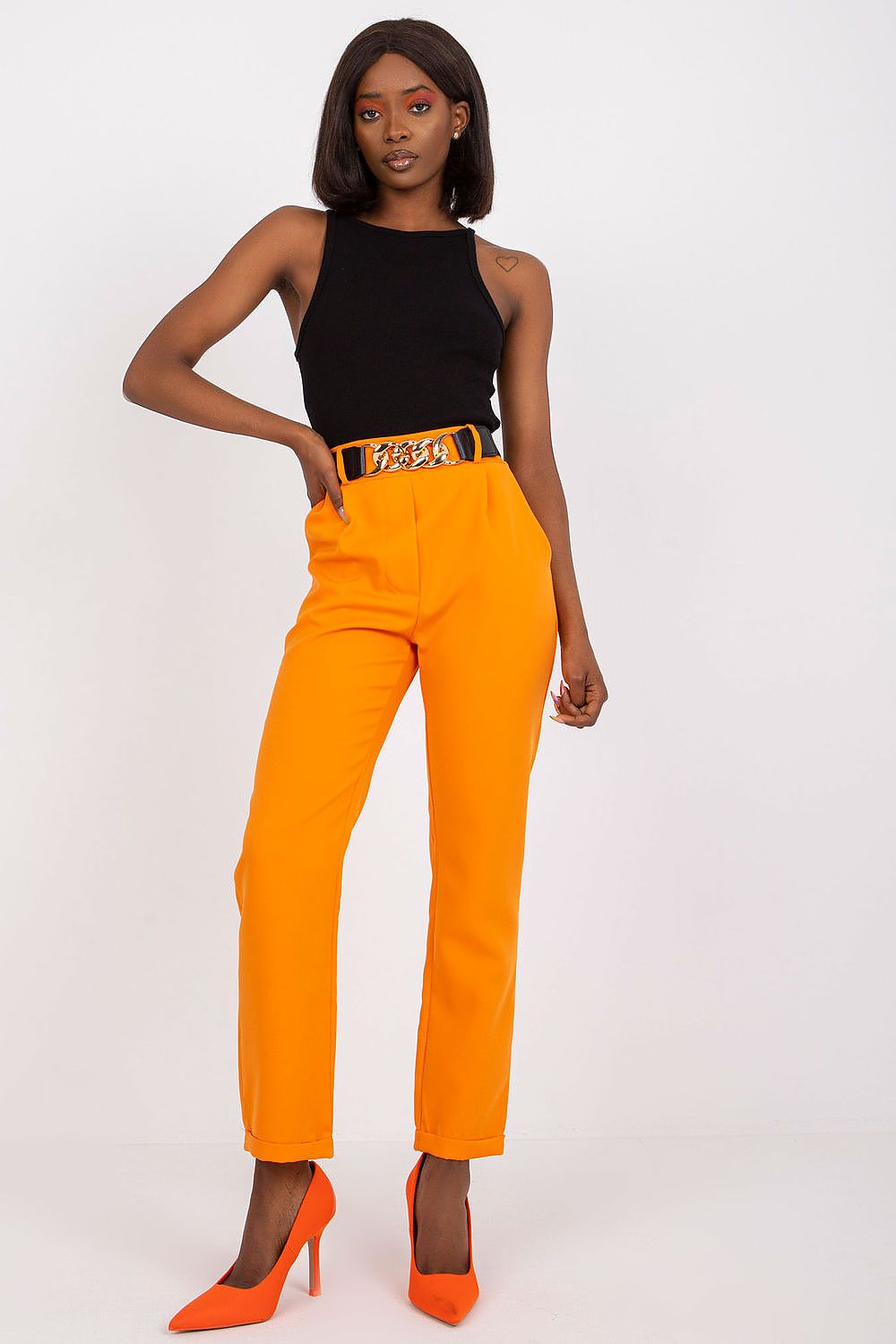 Italy Moda High-Rise Elastic Waist Trousers