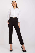 Italy Moda High-Rise Elastic Waist Trousers black