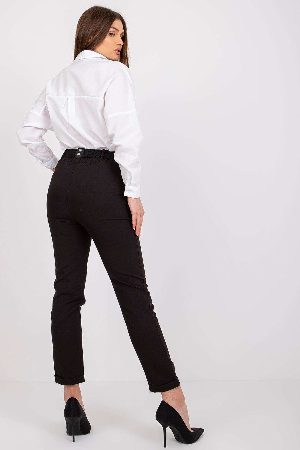 Italy Moda High-Rise Elastic Waist Trousers