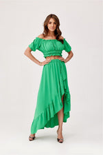 Roco Fashion Asymmetrical Blouse and Skirt Co-Ord Set with Frills