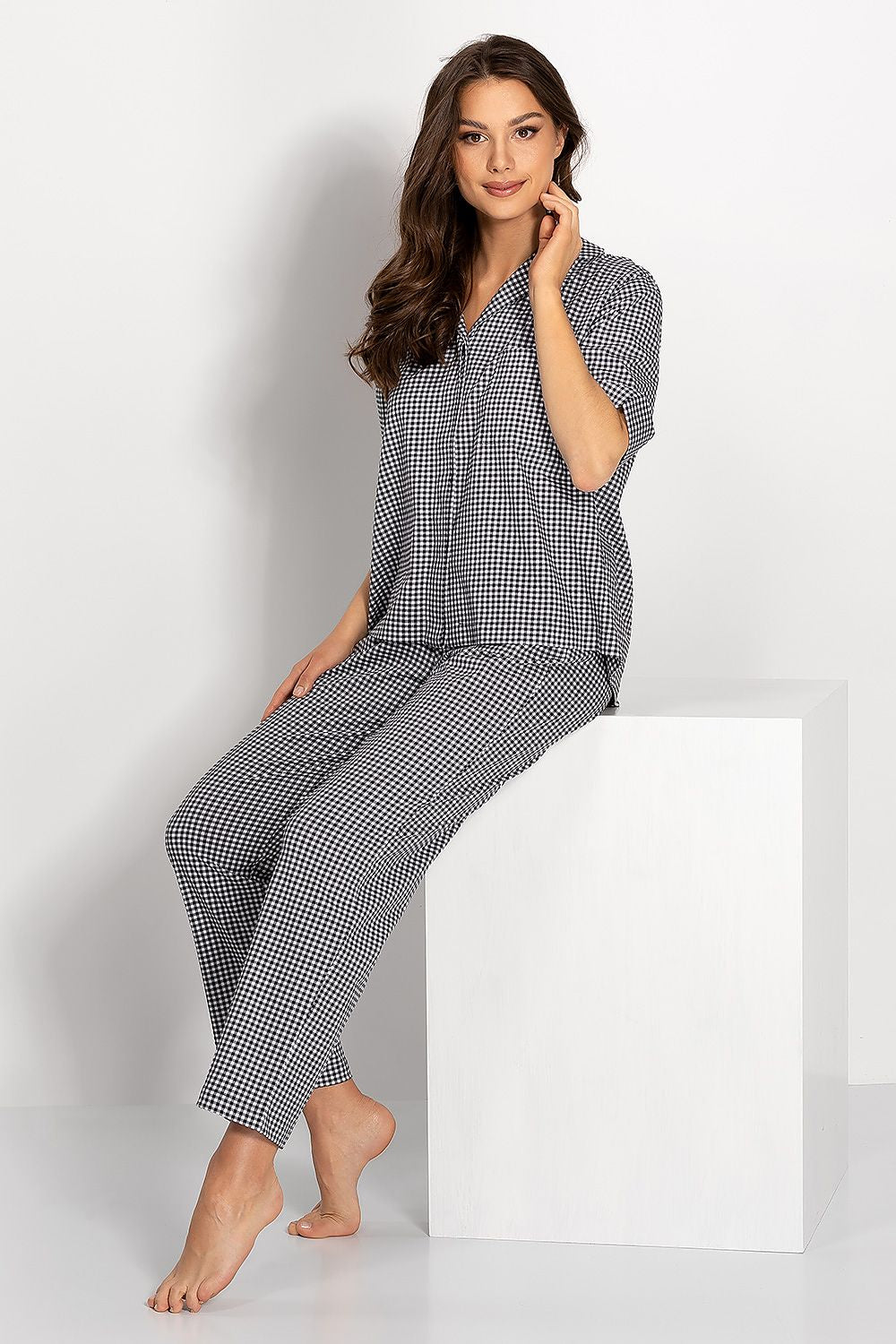 Momenti Per Me Checkered Two-Piece Pyjama Set