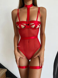 DOMINATRIX Red Dominatrix-style Bandage Playsuit