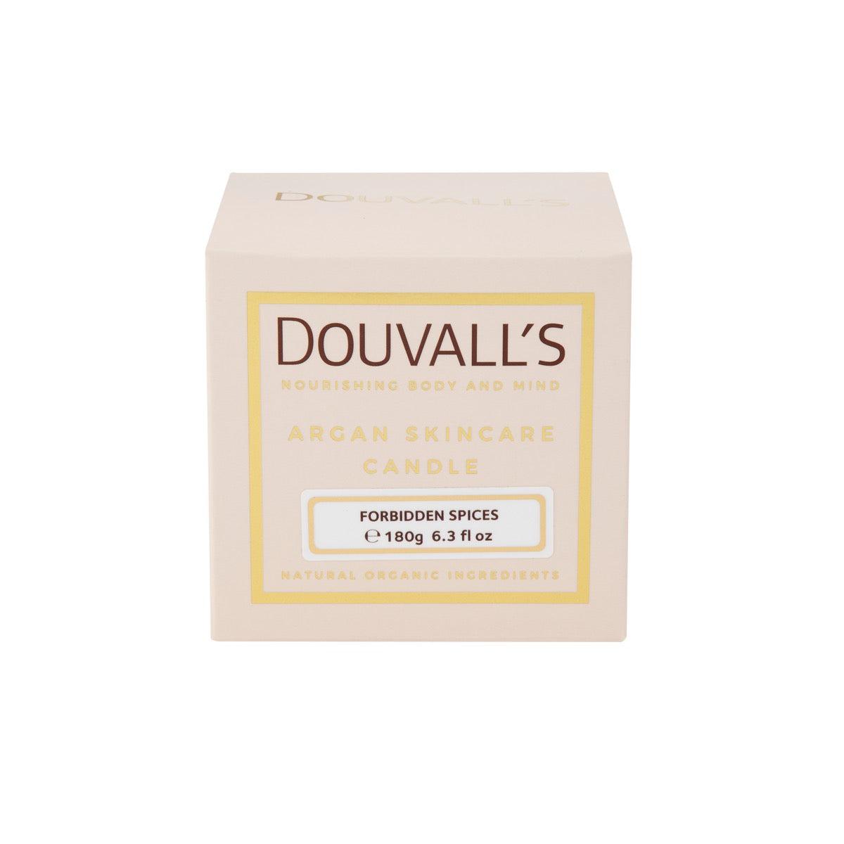 Douvall's Organic Argan Skincare Candle, Forbidden Spices 180g | Intensely Nourishing and Hydrating Body Treatment