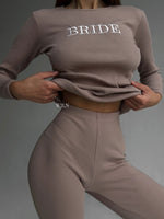 EASE Women’s Personalised 2 Piece Ribbed Cotton Mocha Brown Loungewear Set