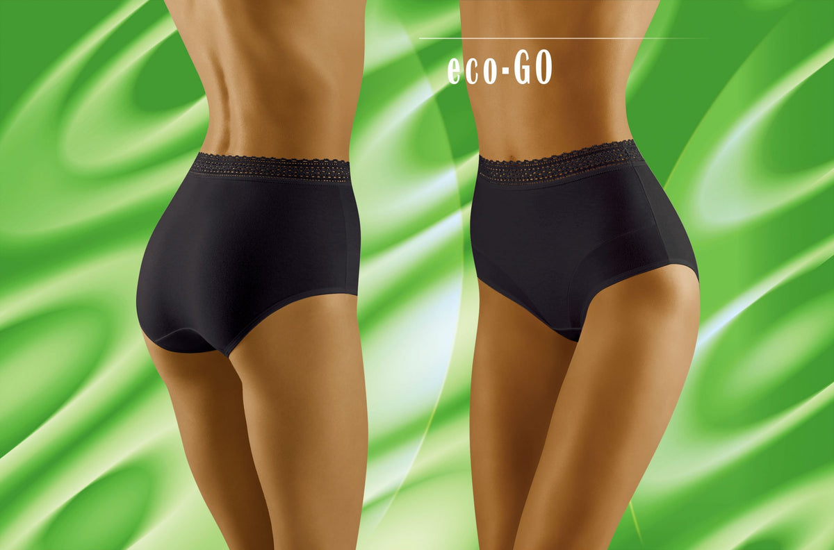 Wolbar Eco-Go Lace Trim High Waist Briefs Black