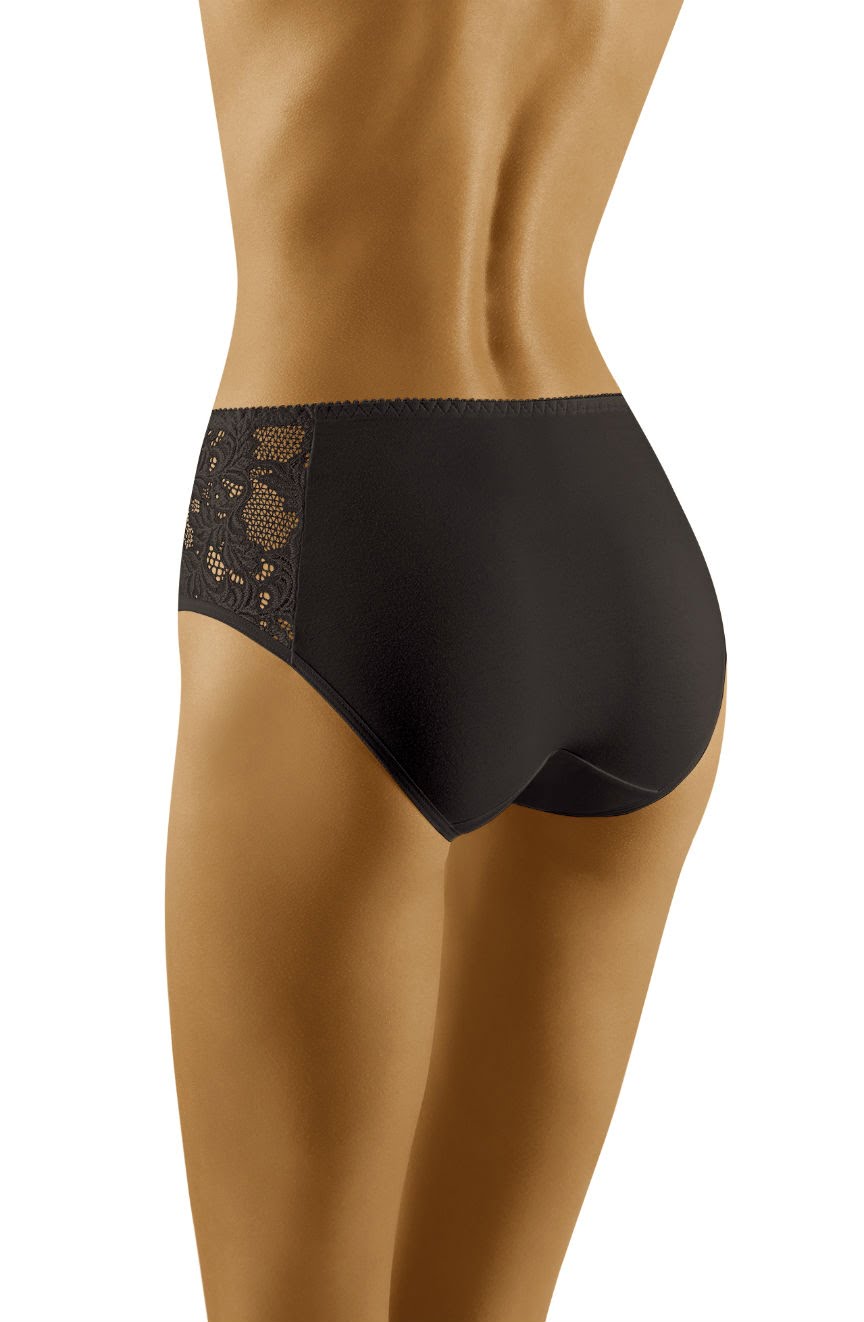 Wolbar Eco-Vu Cotton Full Brief with Lace Inserts Black