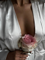 ELEGANCE Women’s White Satin 2 Piece Tie Waist Loungewear Set