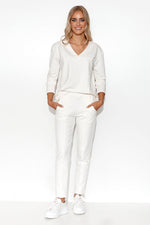 Makadamia Women’s Elegant Tracksuit Loungewear Set Beige