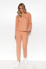 Makadamia Women’s Elegant Tracksuit Loungewear Set Orange