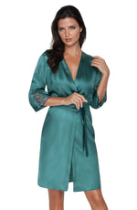 Irall Emerald Satin Dressing Gown Green