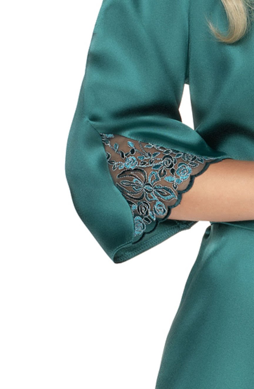 Irall Emerald Satin Dressing Gown Green