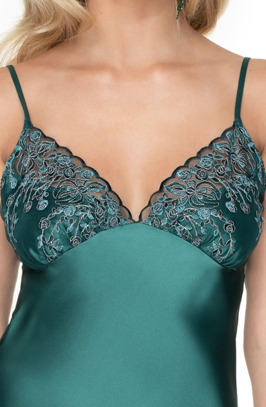 Irall Emerald II Satin Nightdress Dark Green