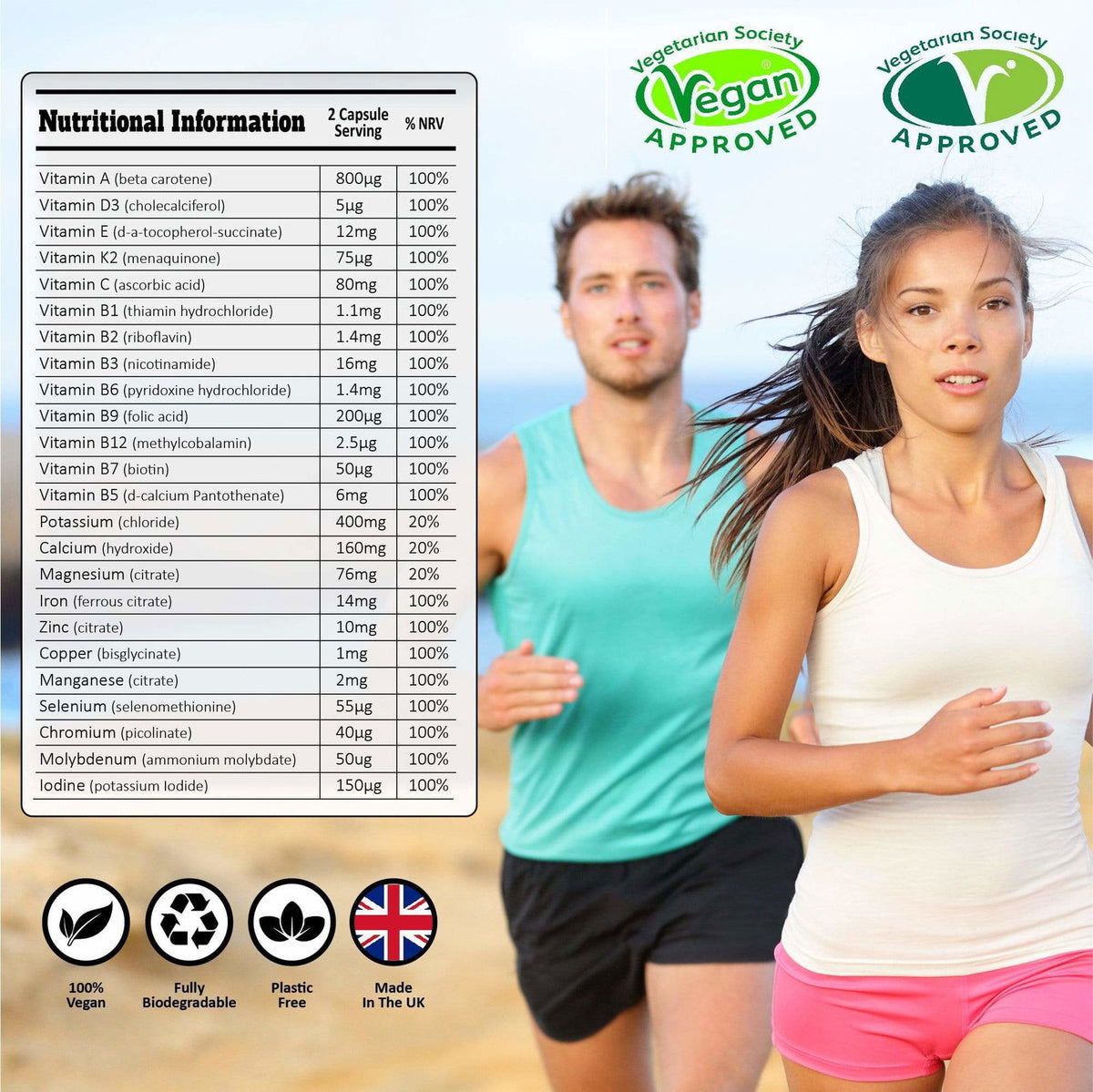 Ethical UK Vegan Multivitamin Supplement (Recycled Glass Jar)