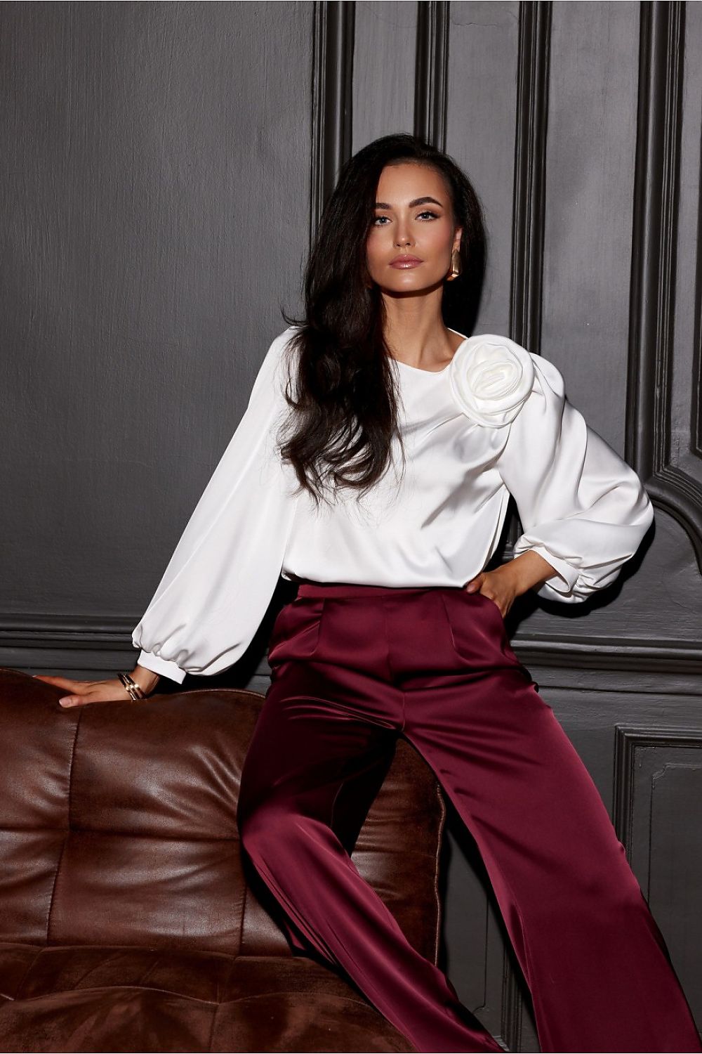 Evelyn Satin Blouse | Roco Fashion Beige