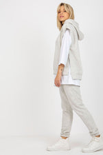 Ex Moda Loungewear Set with Blouse, Hooded Sweatshirt, and Tie-Waist Pants