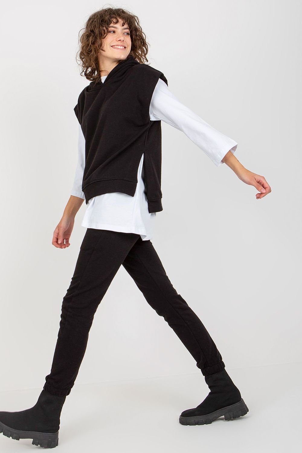 Ex Moda Loungewear Set with Blouse, Hooded Sweatshirt, and Tie-Waist Pants