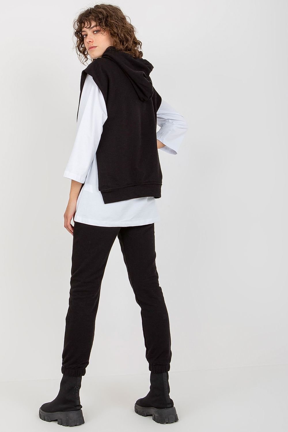 Ex Moda Loungewear Set with Blouse, Hooded Sweatshirt, and Tie-Waist Pants