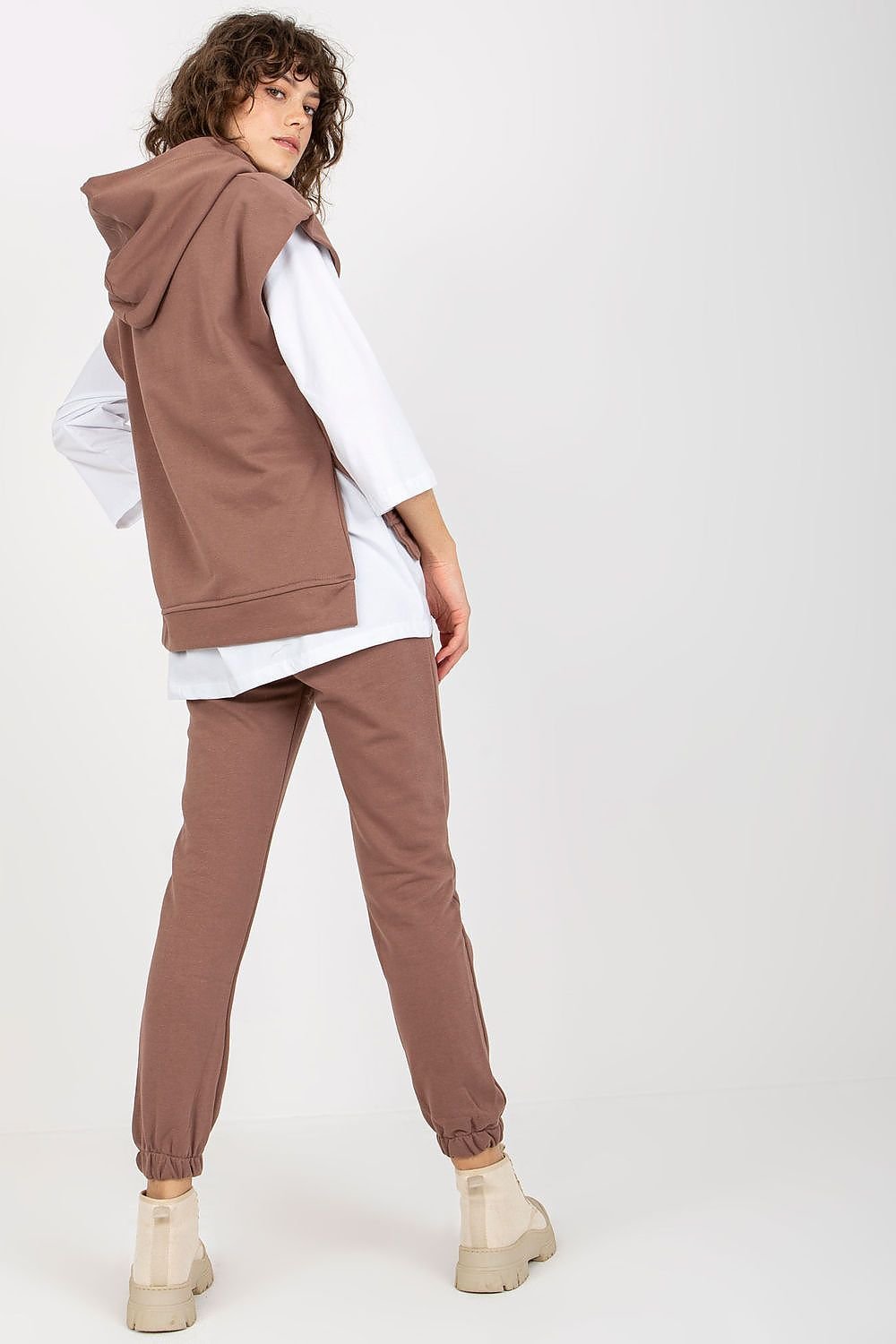 Ex Moda Loungewear Set with Blouse, Hooded Sweatshirt, and Tie-Waist Pants