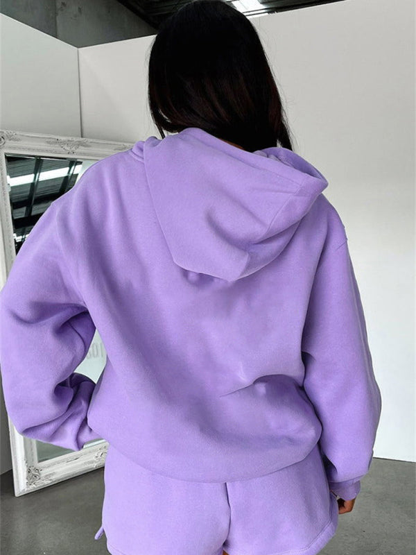 Fashion Loose Colour Sweatshirt Shorts & Top Loungewear Set