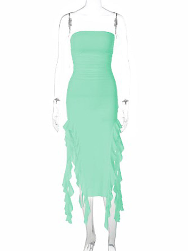 Fashion Sexy Tube Irregular Hem Dress