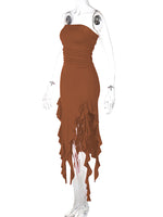 Fashion Sexy Tube Irregular Hem Dress