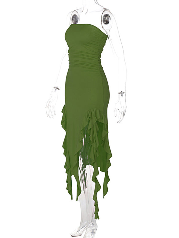 Fashion Sexy Tube Irregular Hem Dress