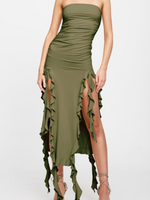 Fashion Sexy Tube Irregular Hem Dress