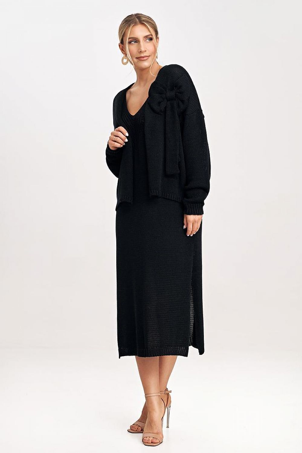 Figl Two-Piece Midi Dress and Bolero Co-Ord Set black one-size-fits-all