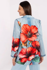 Floral Jacket Italy Moda Denim-Look Blazer