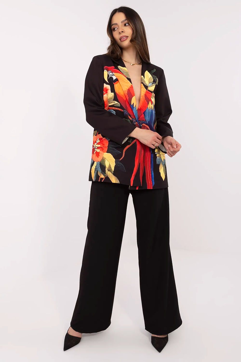 Floral Jacket Italy Moda Denim-Look Blazer