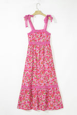 Floral Lace Tied Strap Empire Waist Maxi Dress