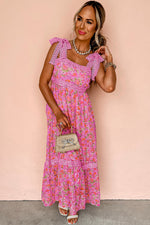 Floral Lace Tied Strap Empire Waist Maxi Dress