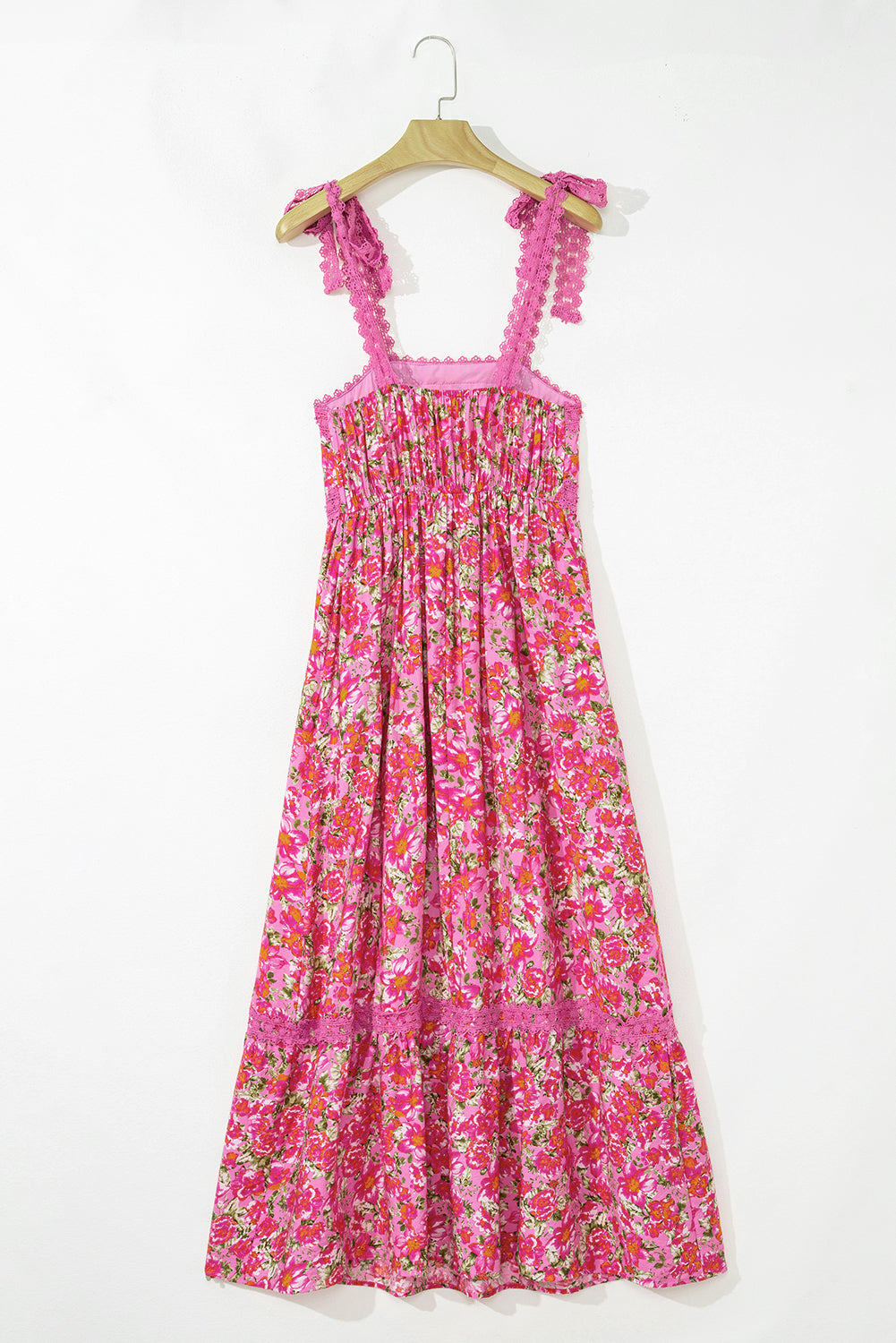 Floral Lace Tied Strap Empire Waist Maxi Dress