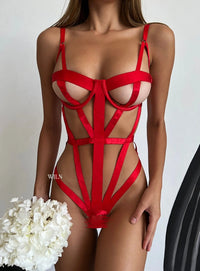 GASP Red Cut Out Strappy Bandage Playsuit