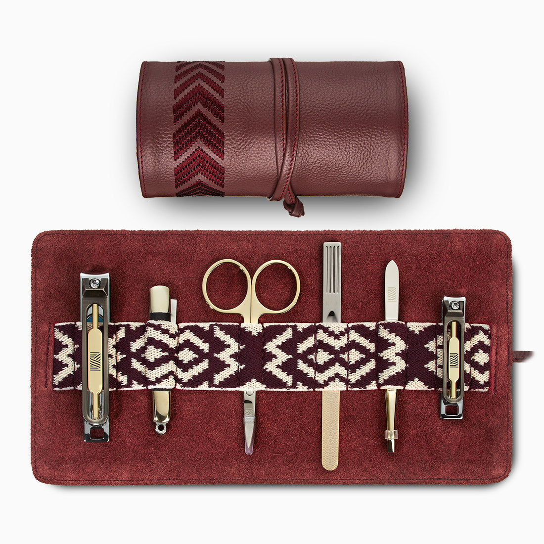 Gaucho Grooming Roll, Bordeaux Red Red Tonal Red & Cream Included