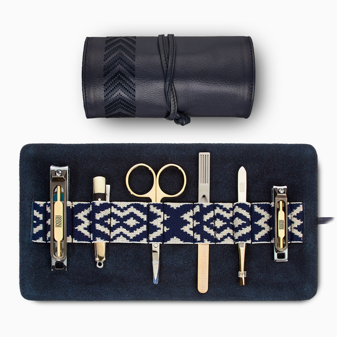 Gaucho Grooming Roll, Navy Blue Blue Tonal Black & Cream Included
