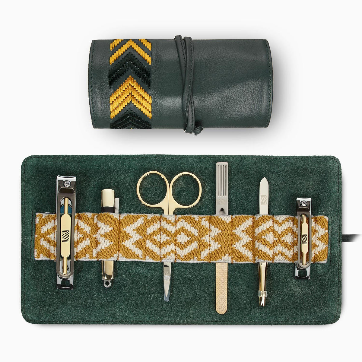 Gaucho Grooming Roll, Racing Green Green & Yellow Yellow & Cream Included