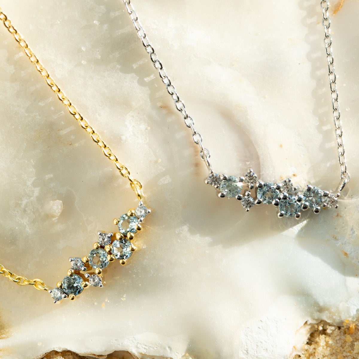 Dainty London Silver Cluster Gemstone Necklace - Elara