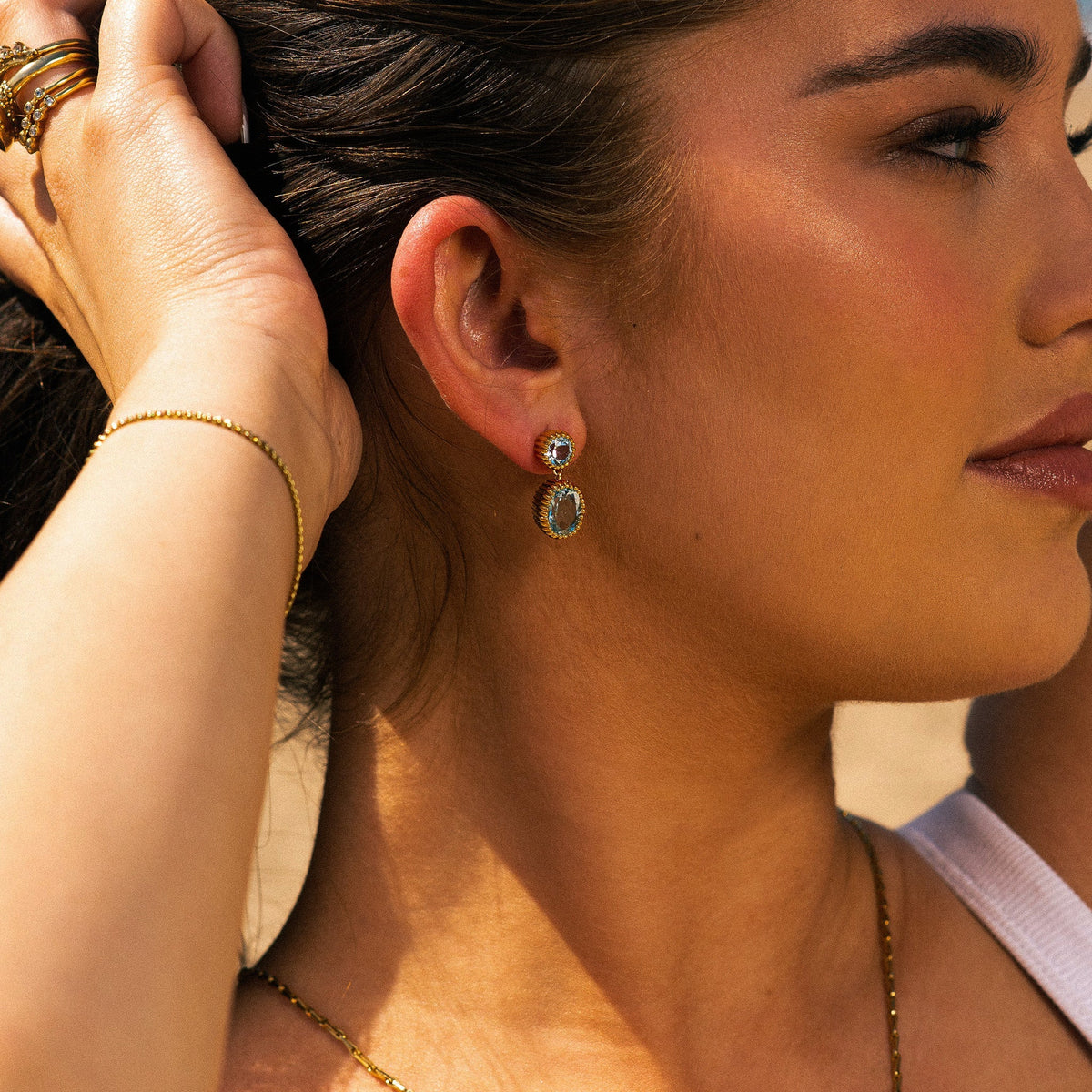 Dainty London Gold Sky Blue Topaz Aurelia Earrings
