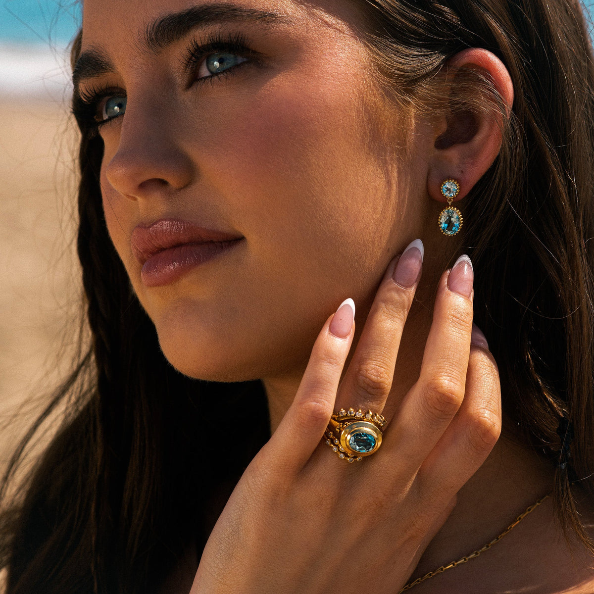 Dainty London Gold Sky Blue Topaz Aurelia Earrings