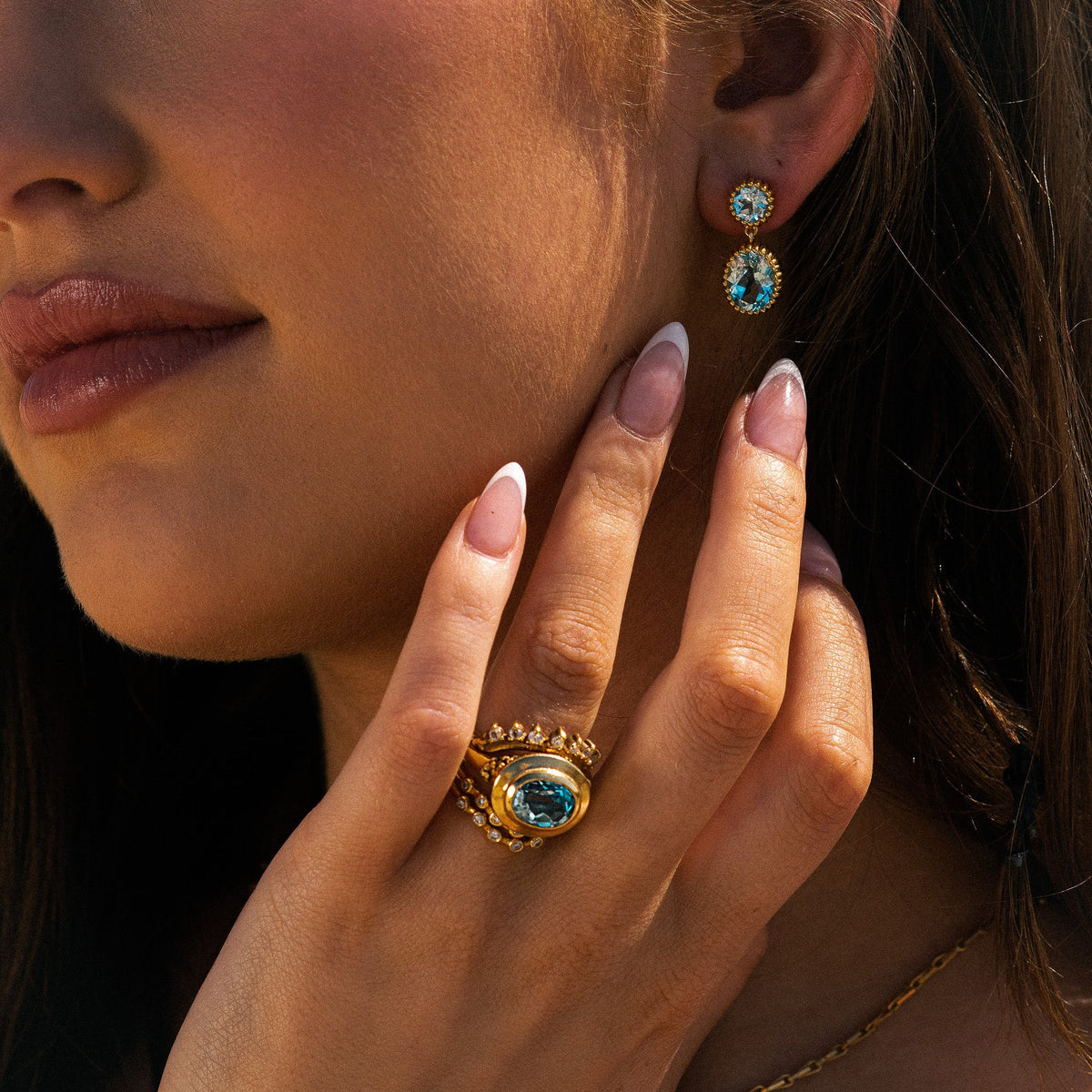 Dainty London Gold Sky Blue Topaz Aurelia Earrings