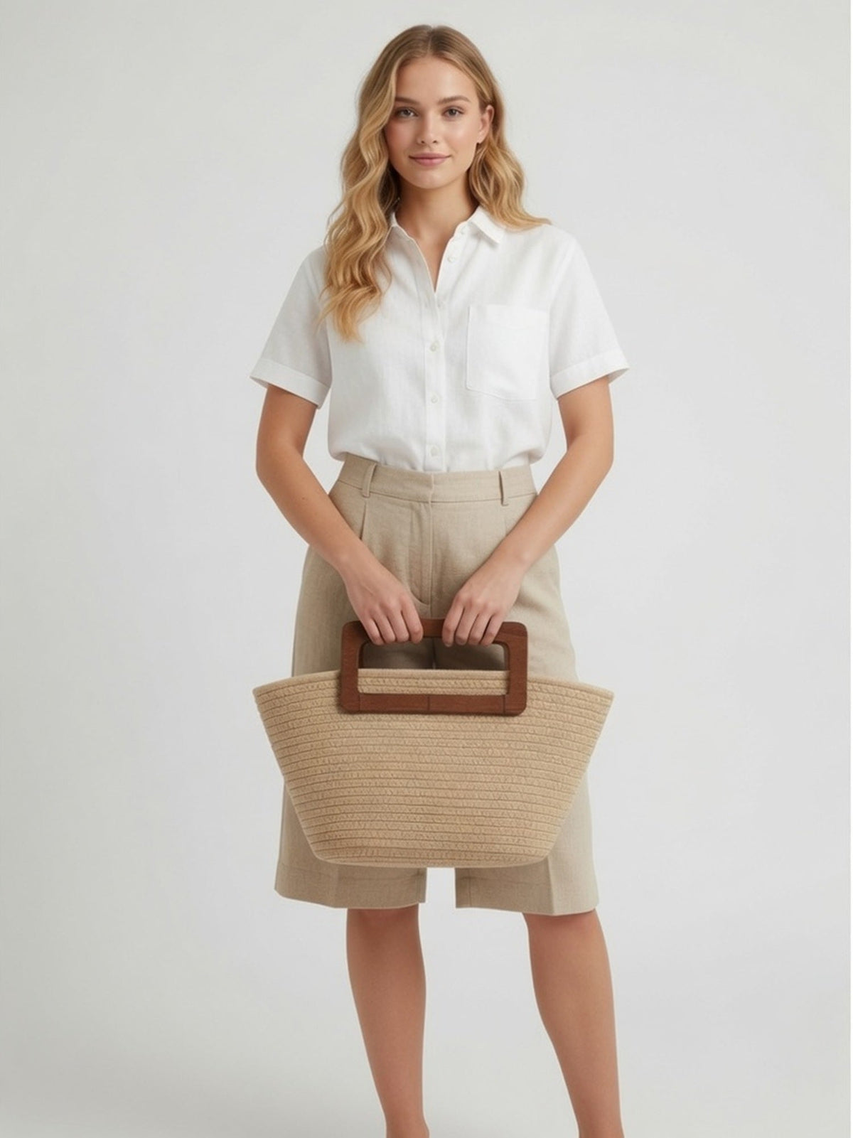 Natural Raffia Handwoven Beach Tote Bag — Boho Summer Holiday Bag for Women
