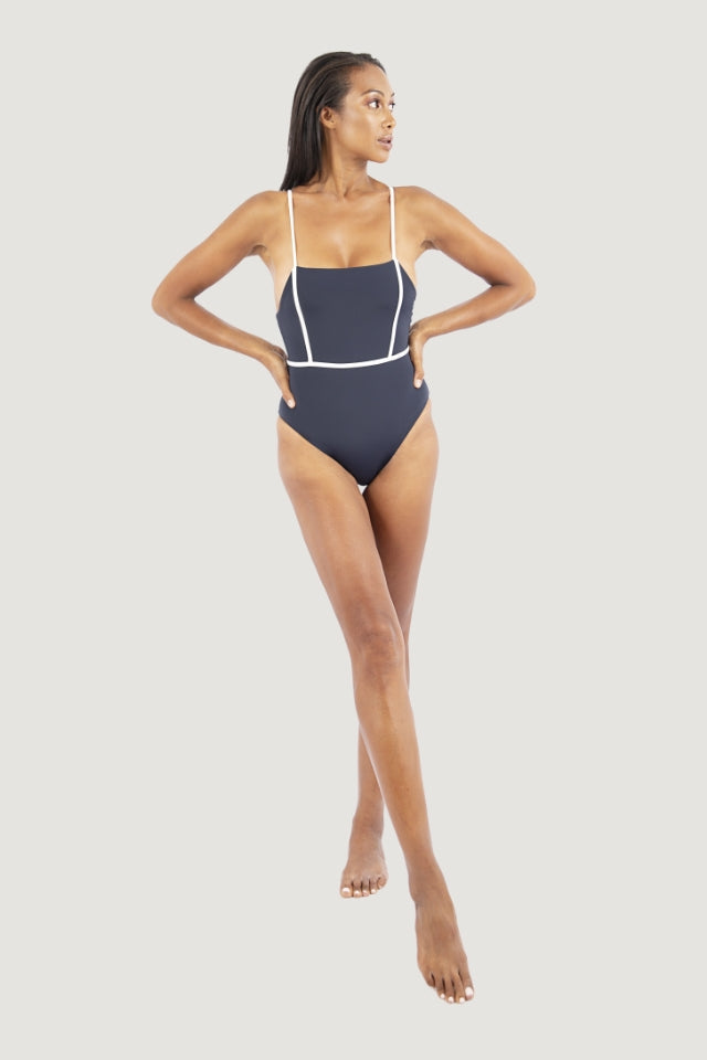 1 People BNK Elegant Y-line Straps One Piece Swimsuit in Grey