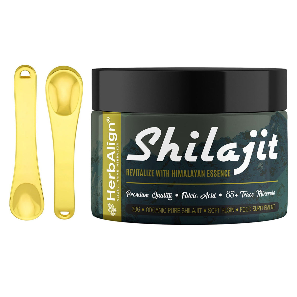 Herbalign Pure Organic Shilajit Resin 30g – High Potency Fulvic Acid UK Lab Tested