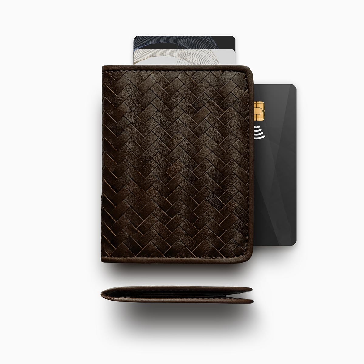 Herringbone Wallet, Brown | Mantidy®