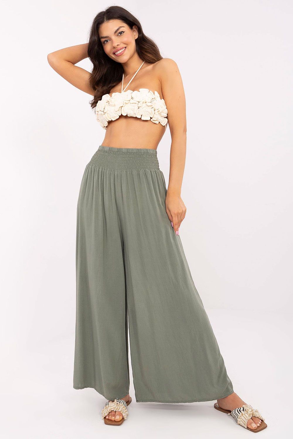 High Waist Wide Leg Loose Women’s Trousers | Och Bella green