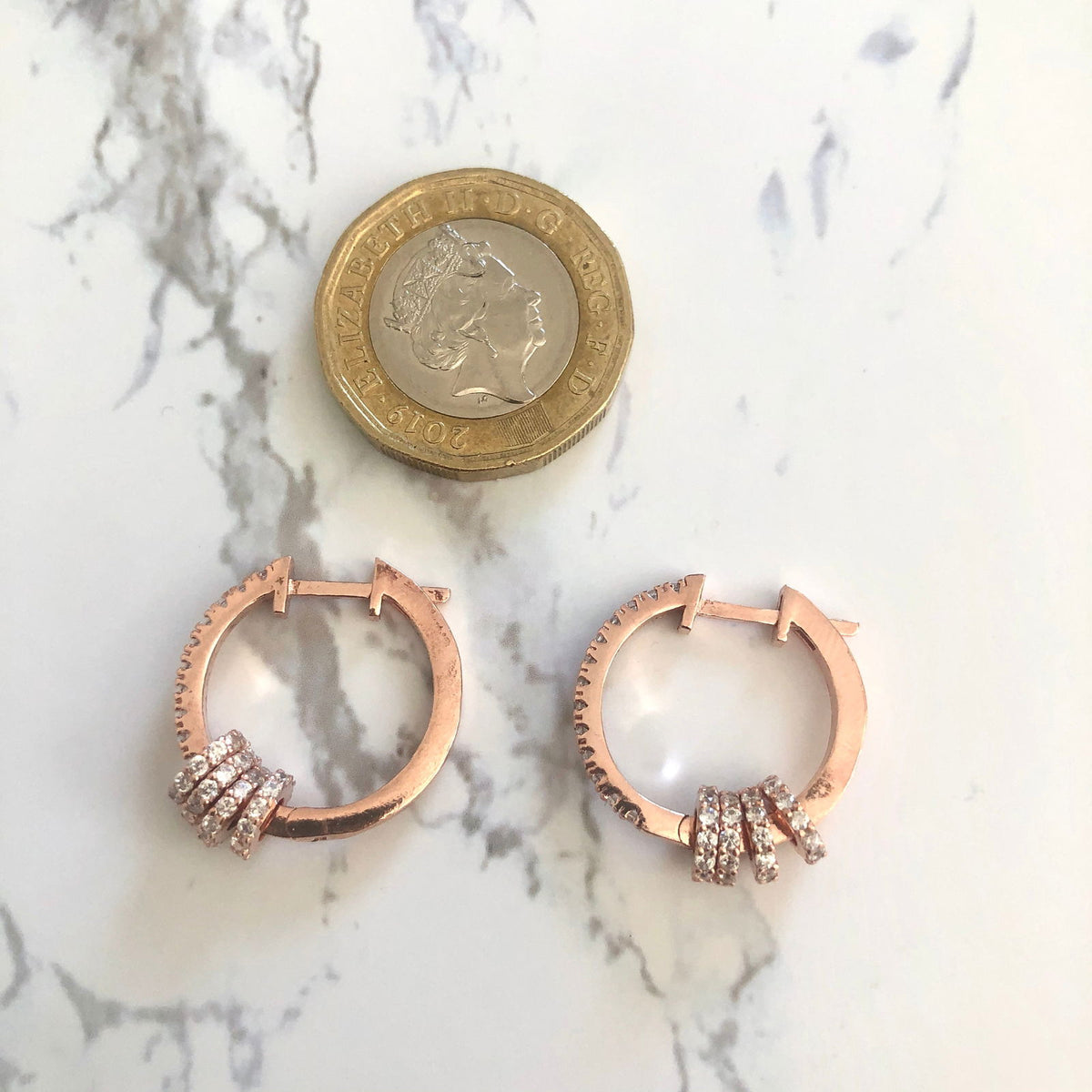 Hoop Earrings with Rings Clear zircon