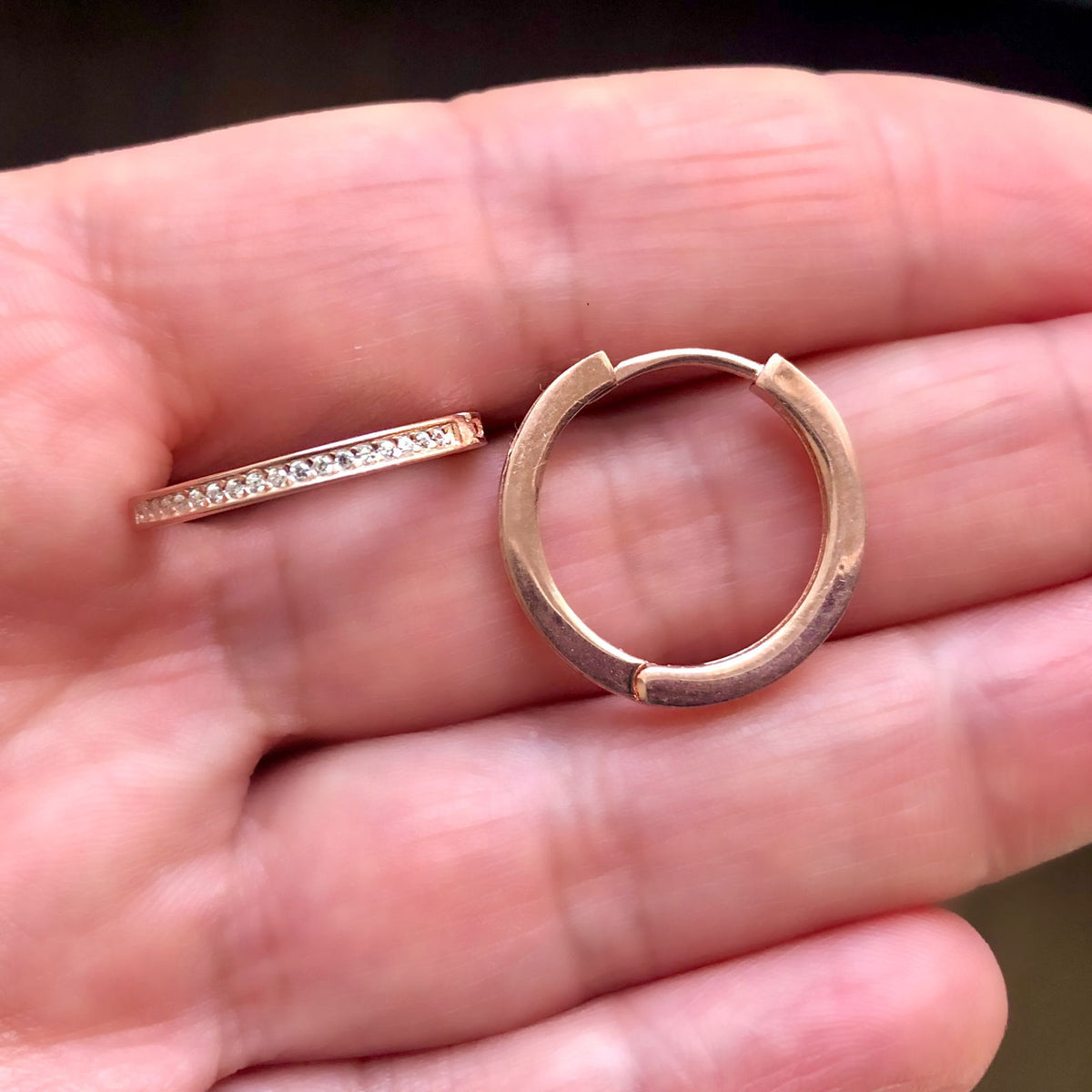 Hoop Earrings with Small Pave-set Stones