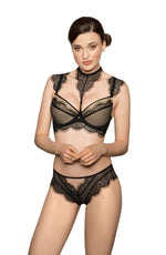 Roza Idrisa Black Eyelash Lace Thong